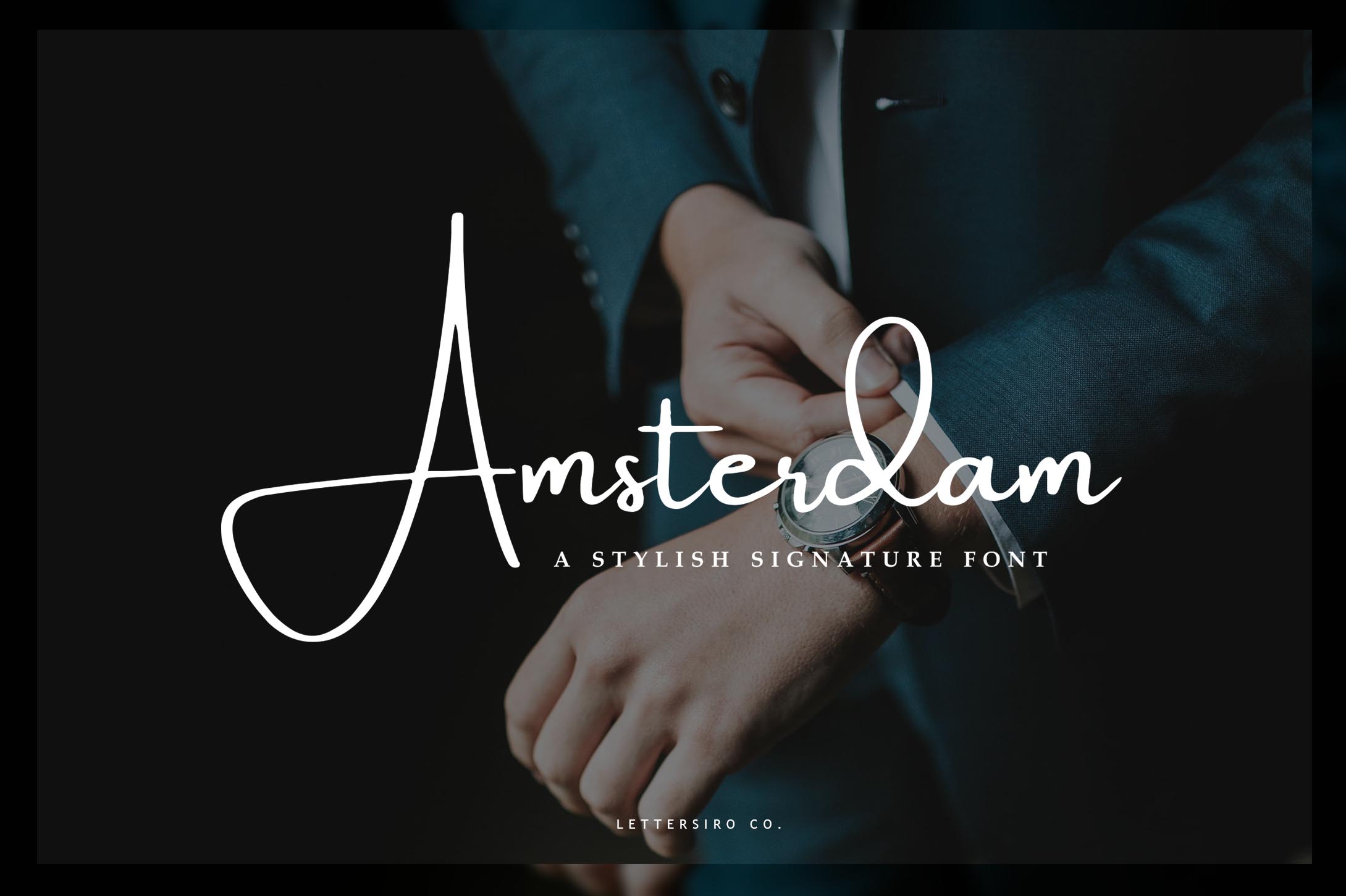 手帐贴纸风弧线手写体 Amsterdam
