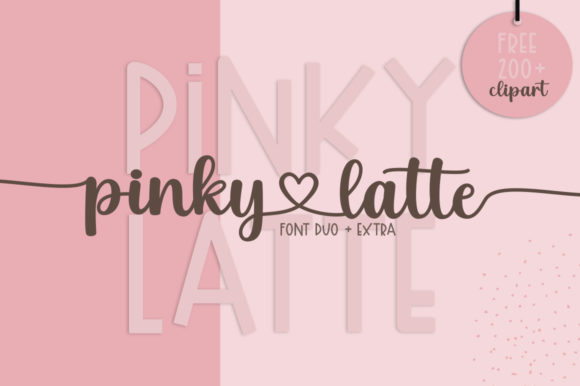 Pinky Latte双字体，空心几何遇上飘逸花体