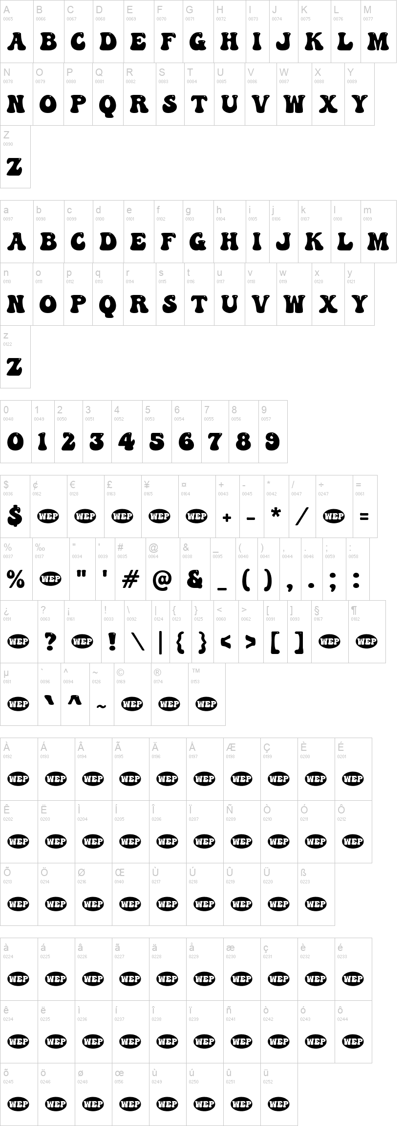a Abstract Groovy 字体字形表