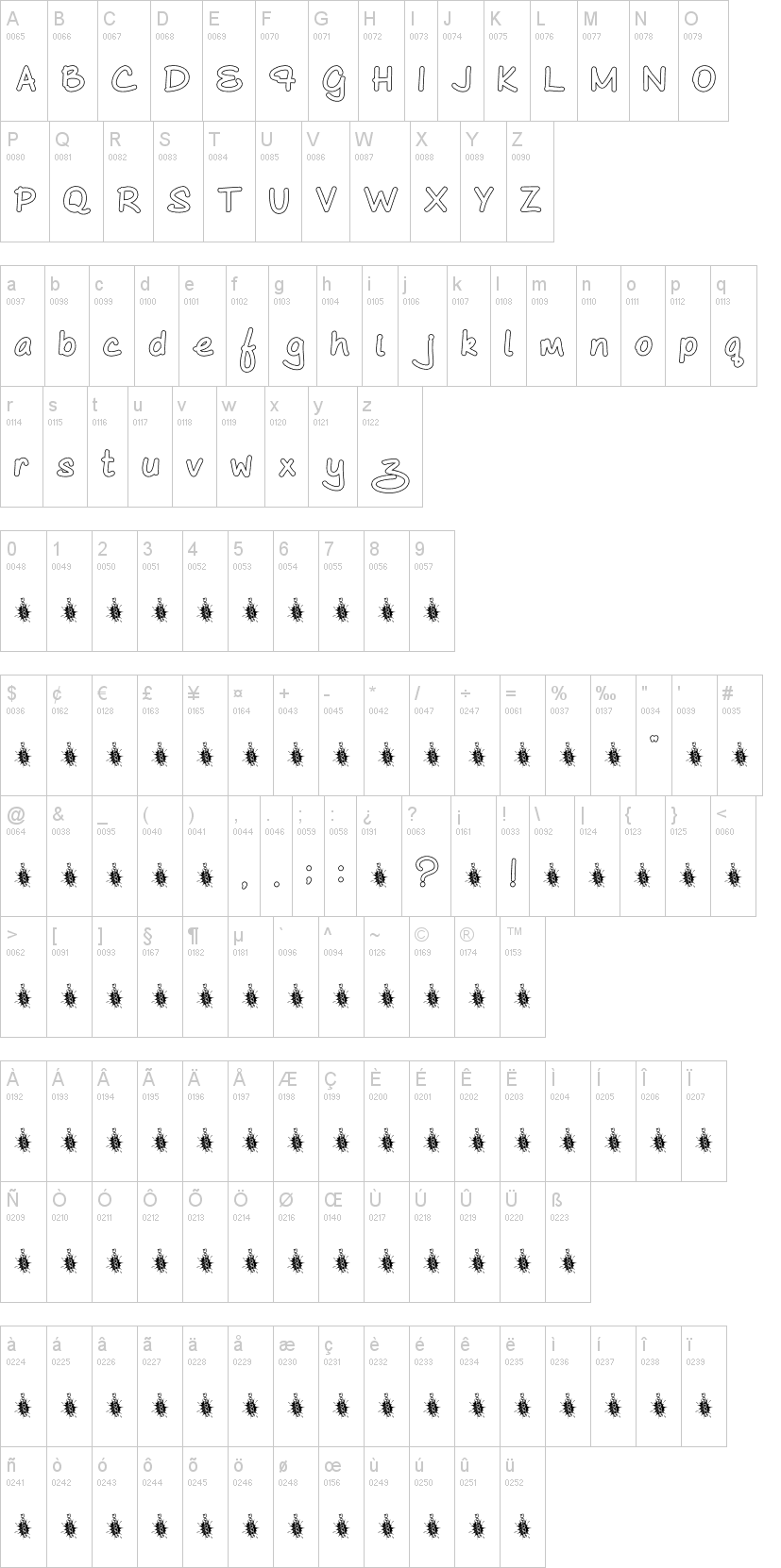 As Cute As Comic 字体字形表