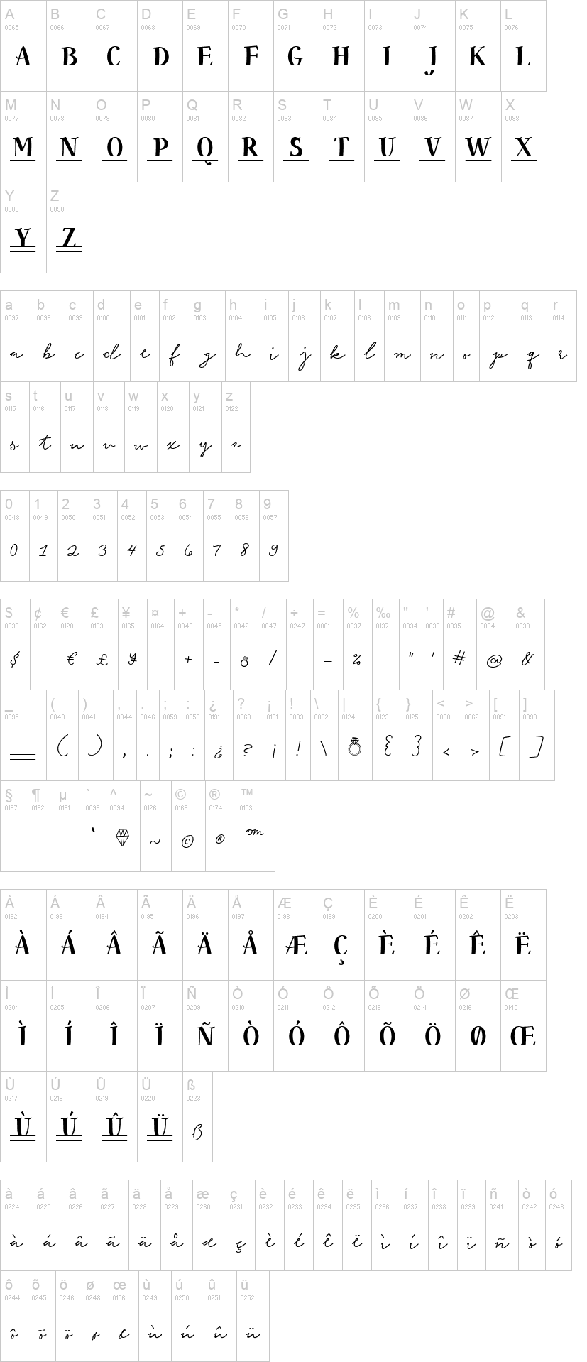 Be My Diamond 字体字形表