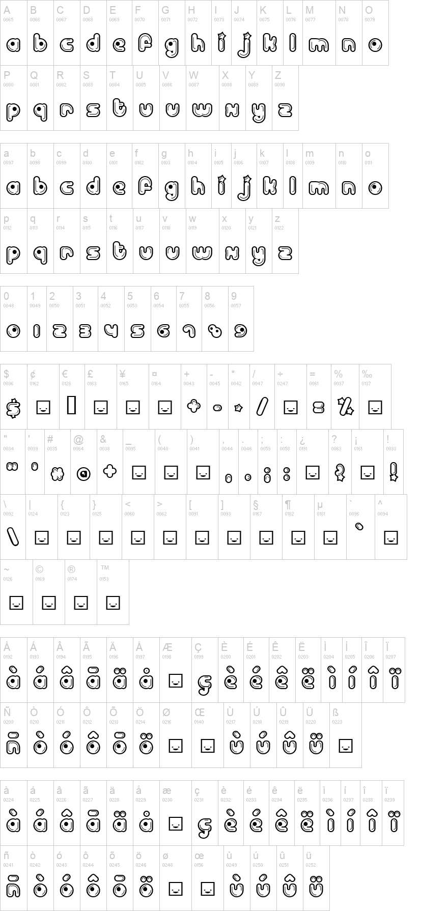 Billo Dream 字体字形表