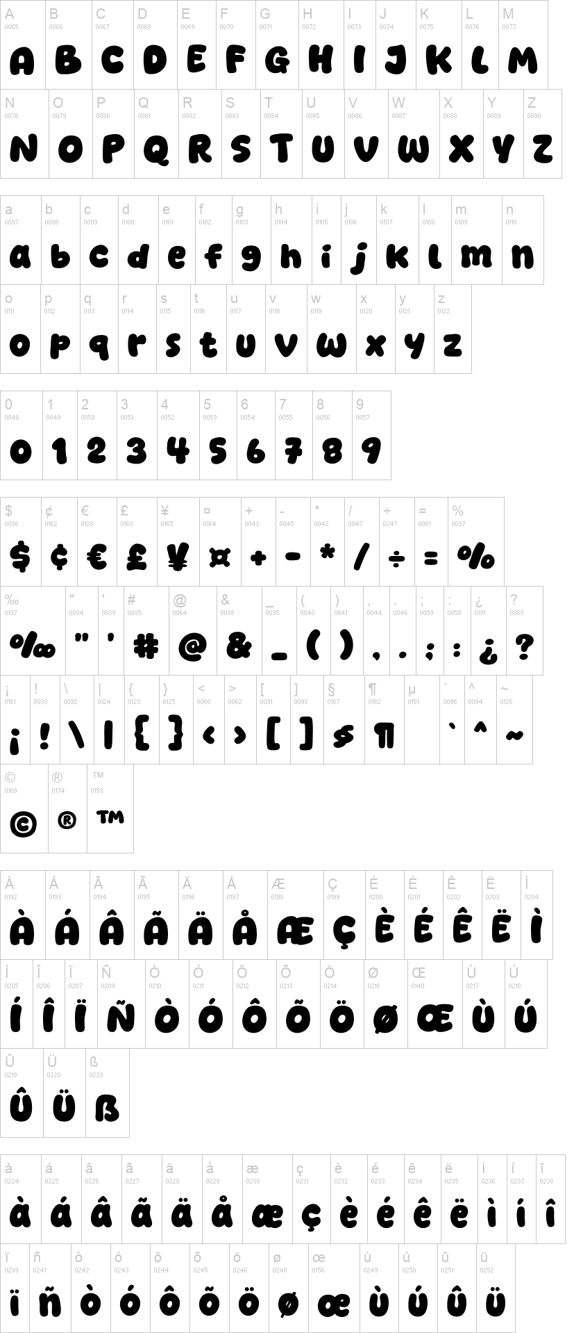 Blue Winter 字体字形表
