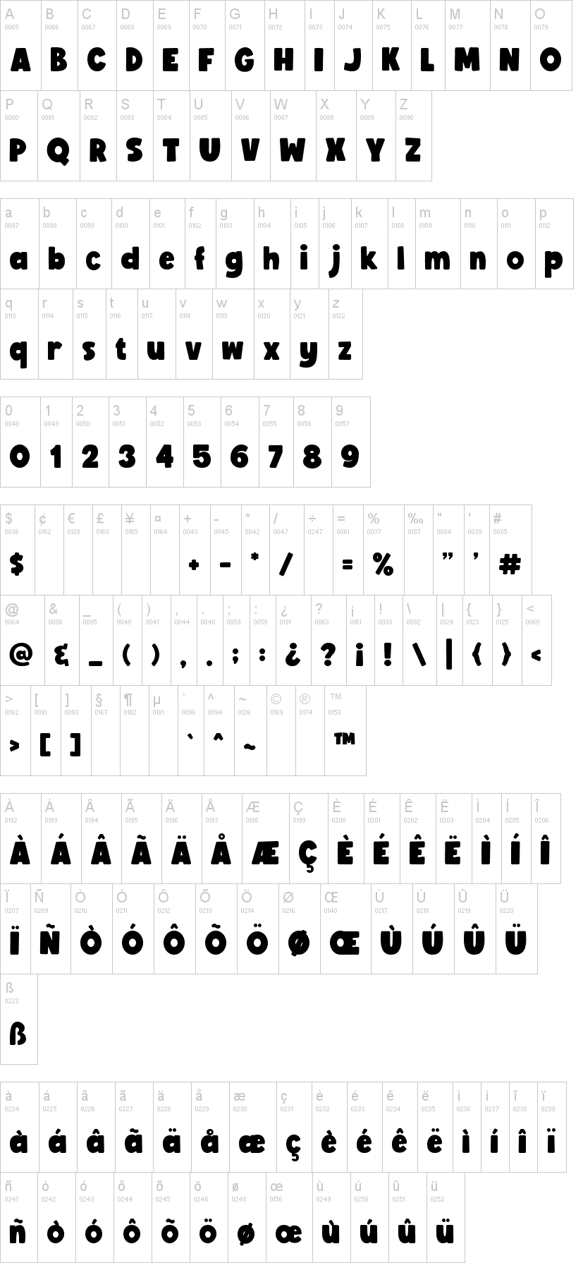 BoldenVan 字体字形表