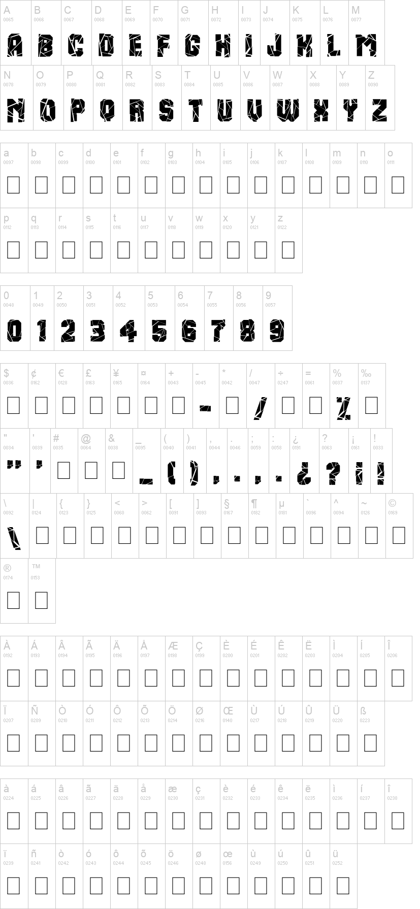 Break It Down 字体字形表