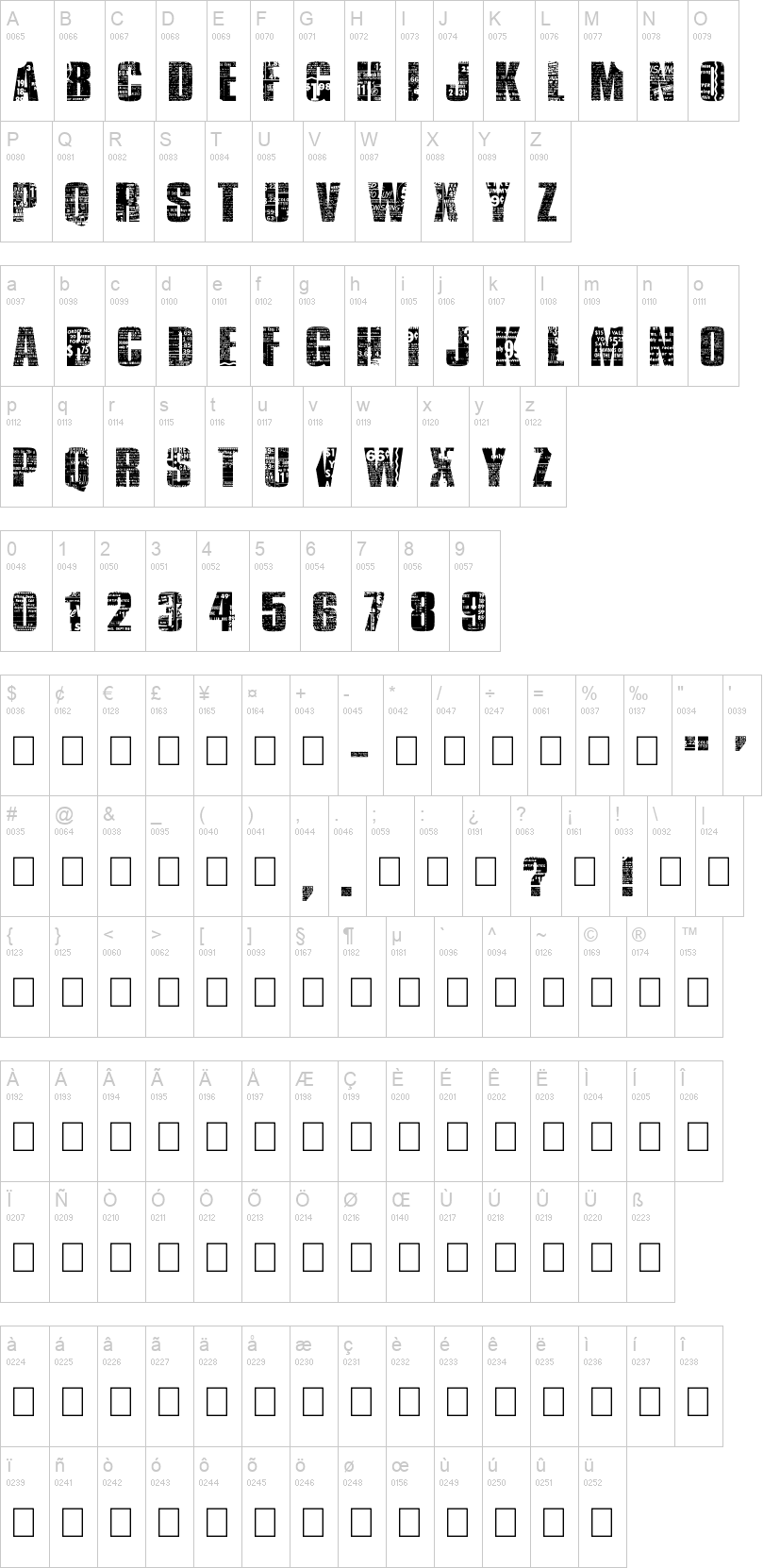 Buy More 字体字形表