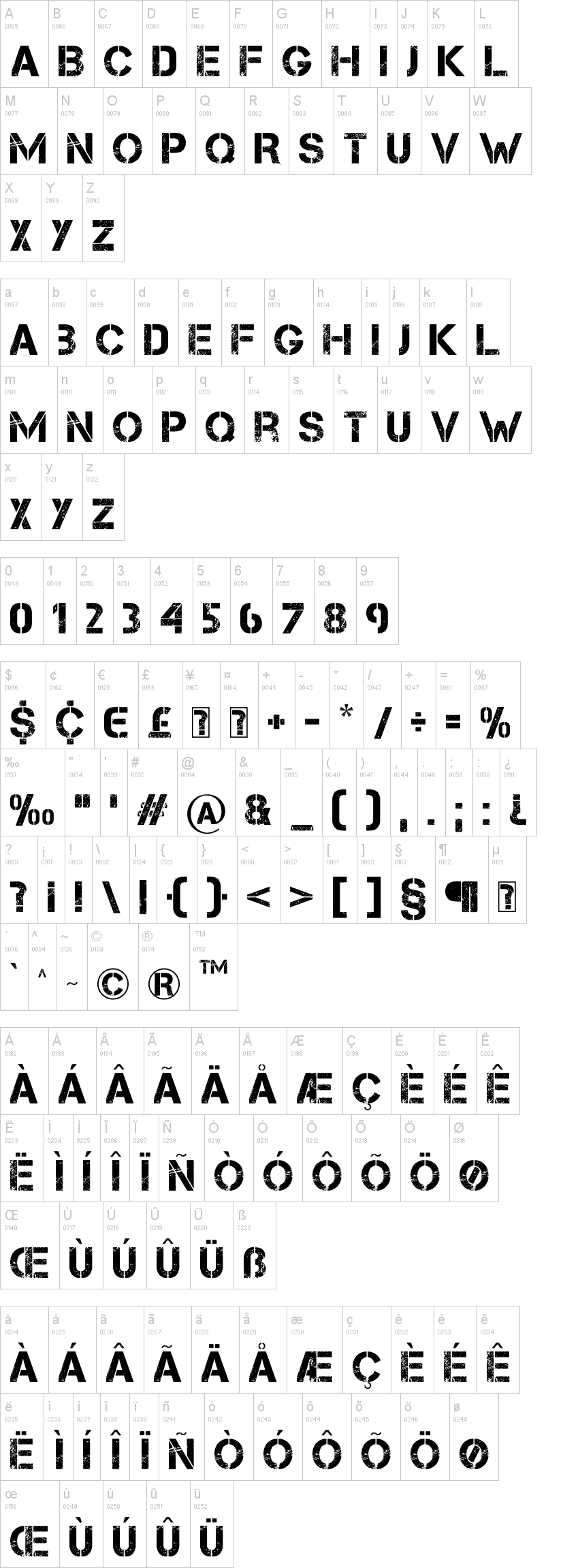 Capture it 字体字形表