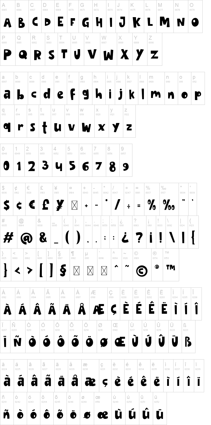 Carve Craft 字体字形表