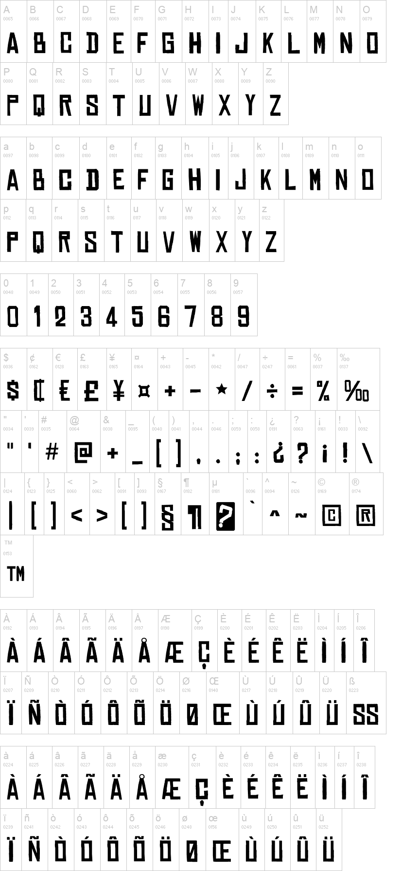 Chinese Rocks 字体字形表