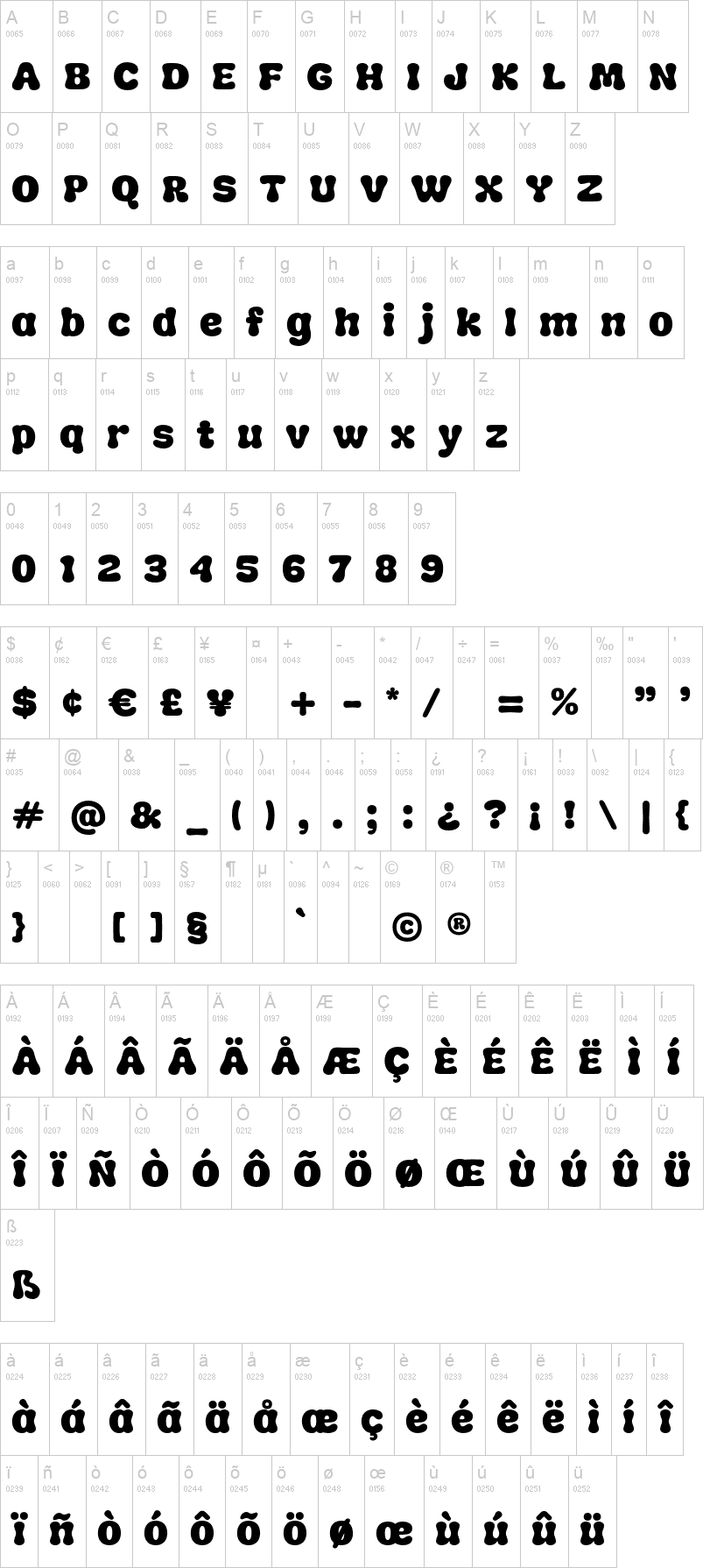 Chunk Plump 字体字形表