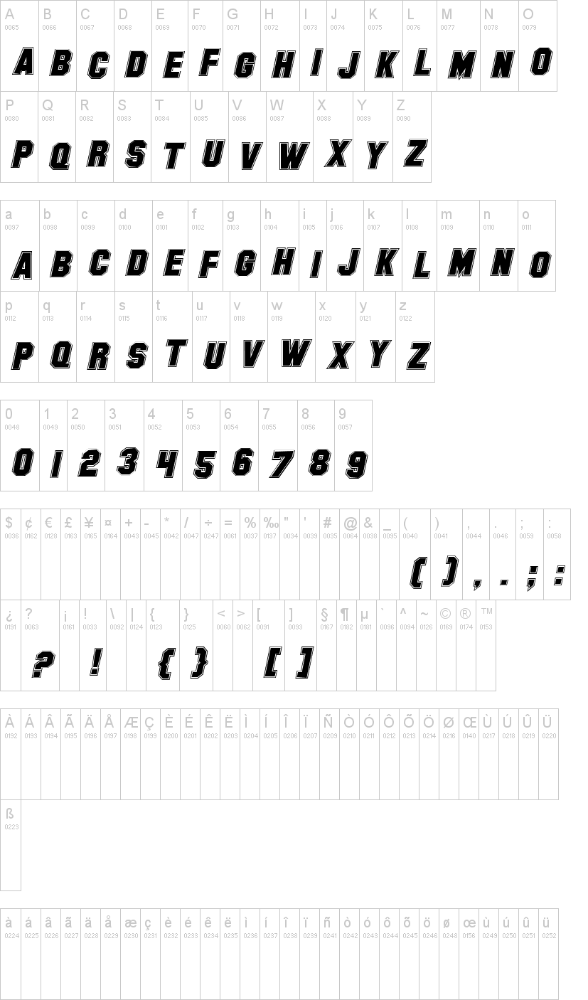 Collegerion 字体字形表