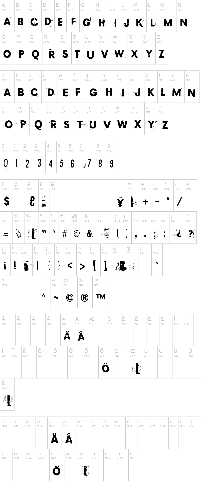 Copycat 759 字体字形表