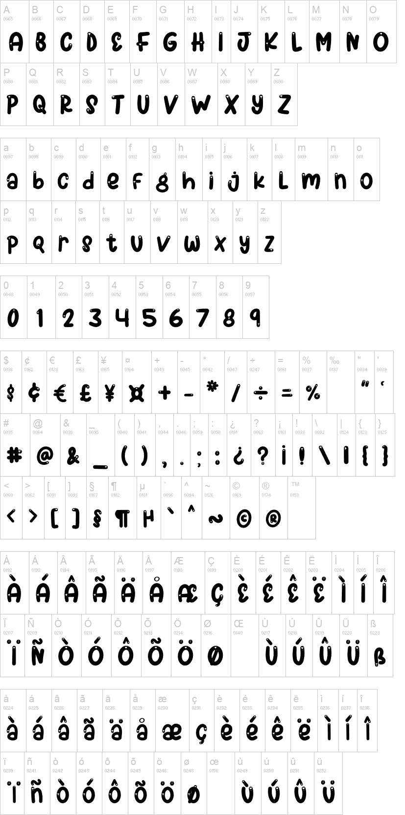 Cosmic Love 字体字形表