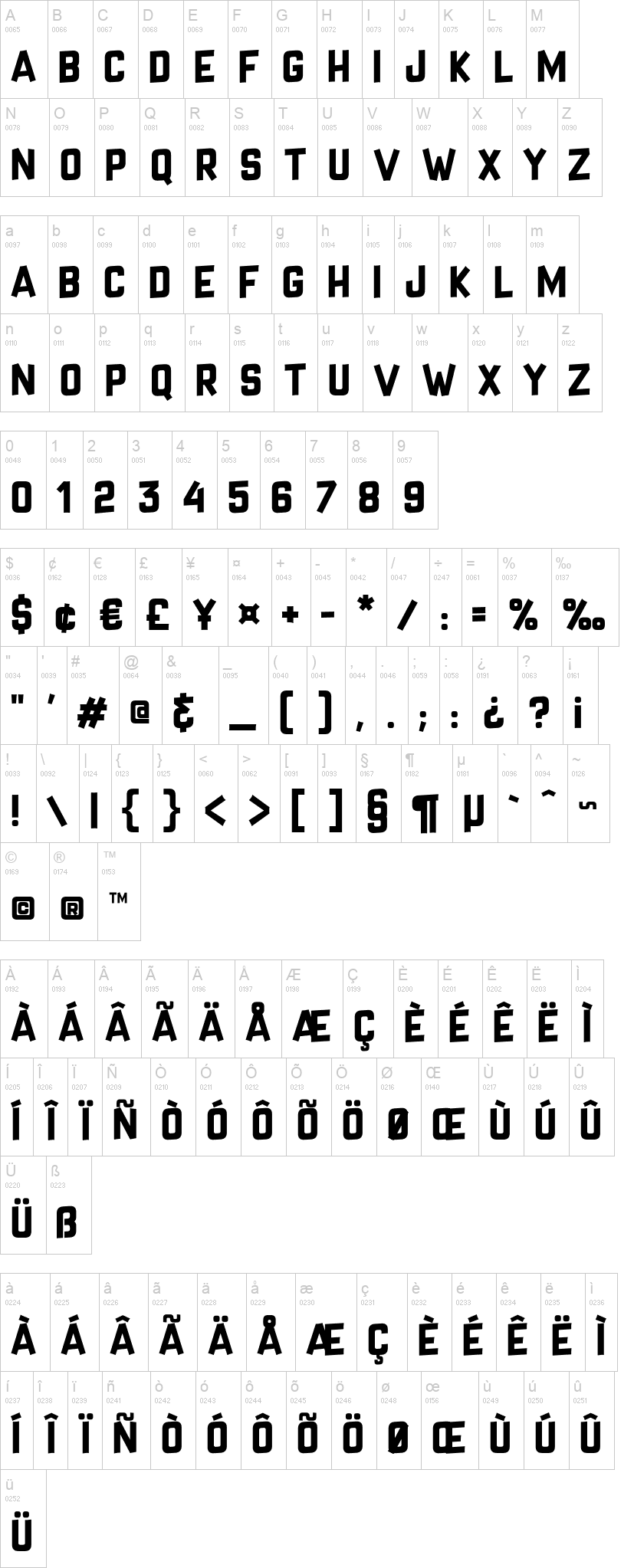 Crazy Sixties 字体字形表