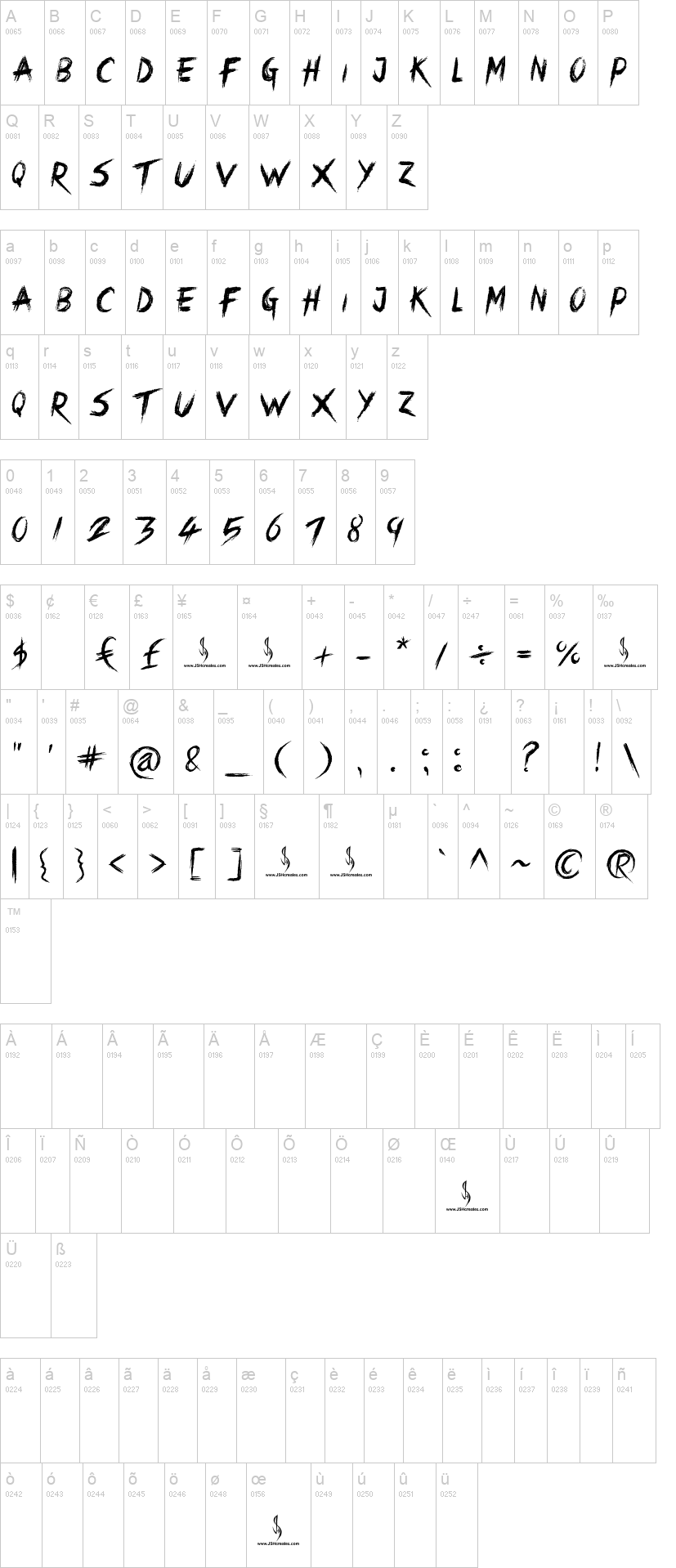 Crimes Times Six 字体字形表