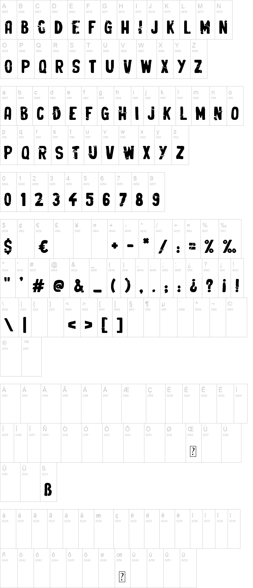 Crunchy Time 字体字形表