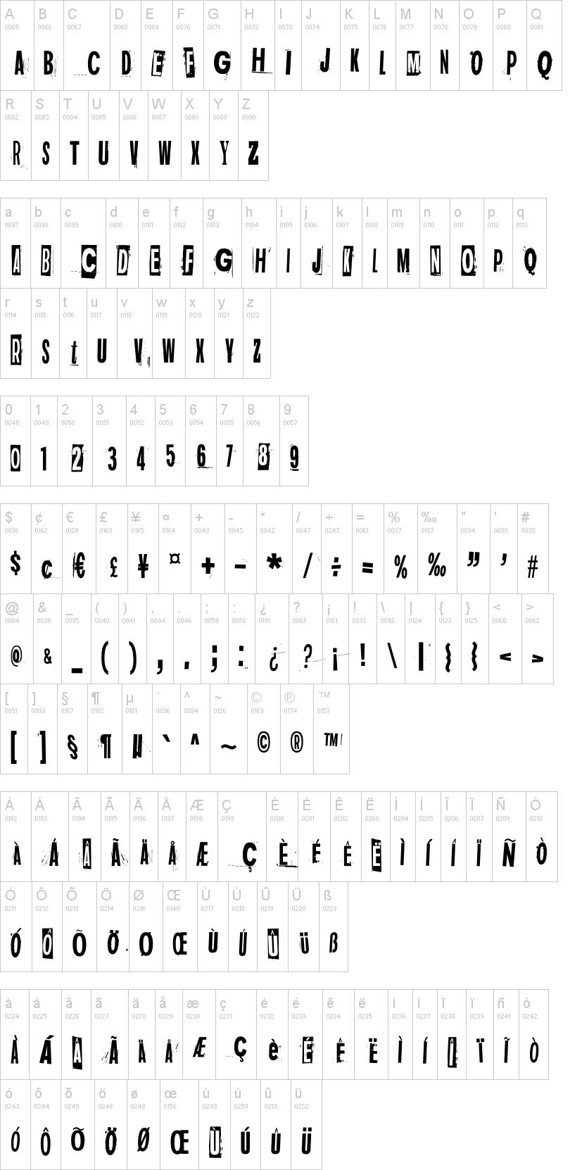Dark Monday 字体字形表