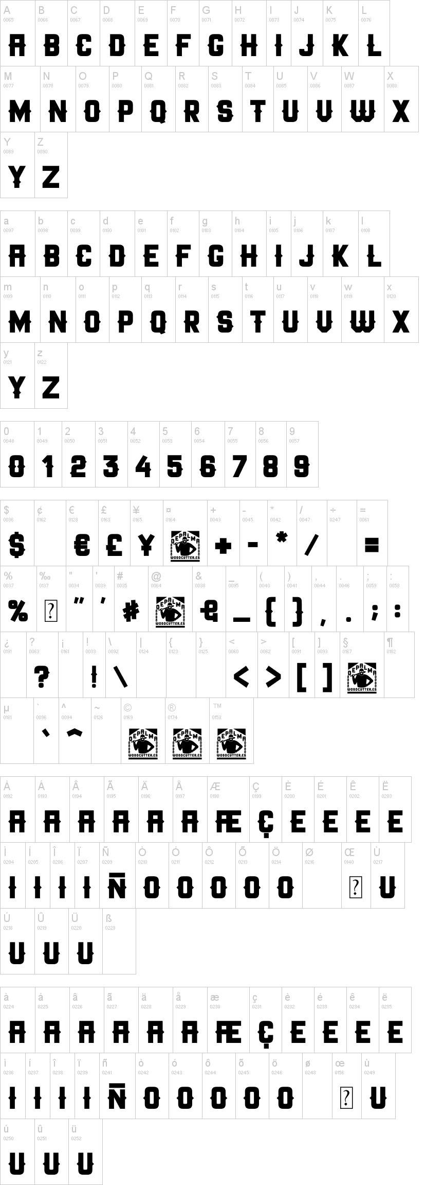 Depalma 字体字形表