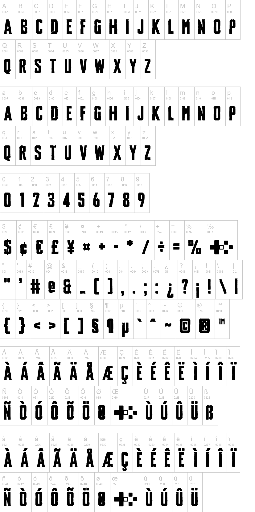 Destruction Manual 字体字形表