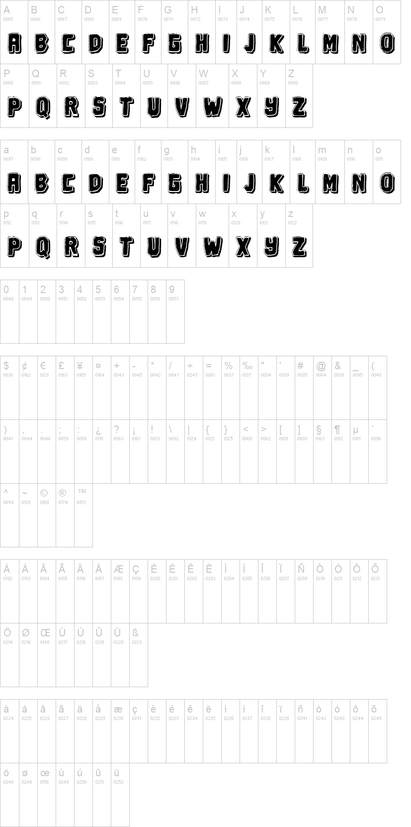Dirty Brush 字体字形表