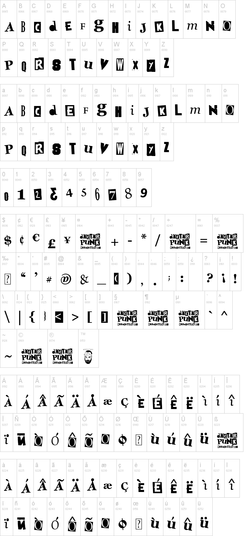 Doctor Punk 字体字形表