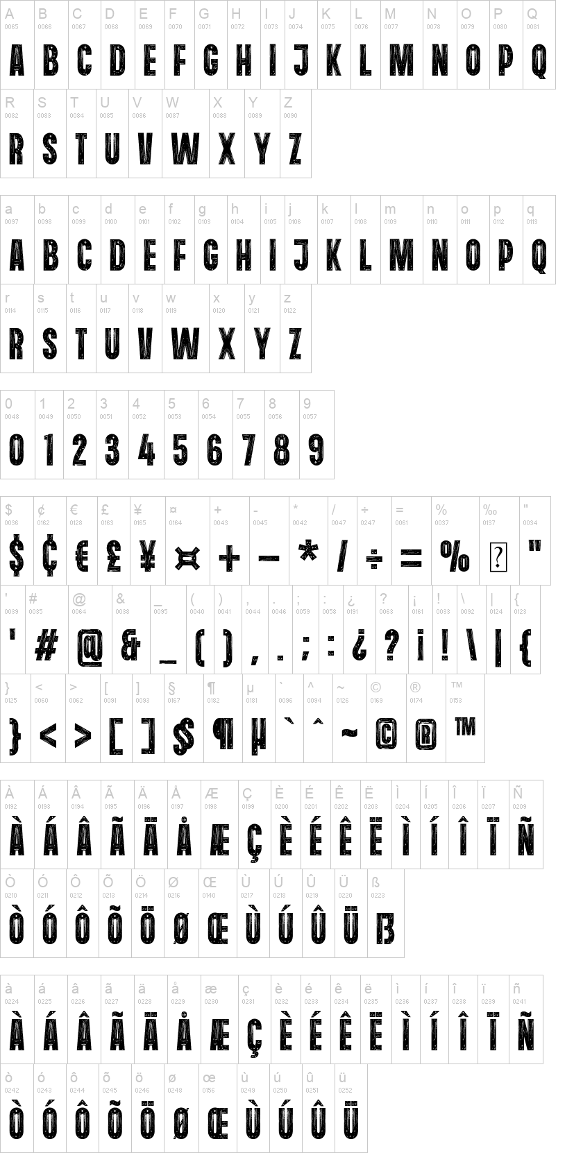 Domestic Prison 字体字形表