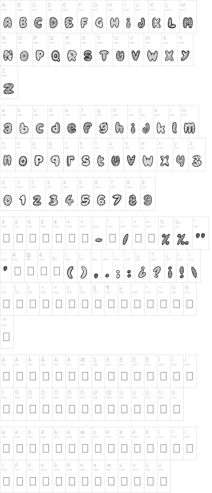 Doodle Gum 字体字形表