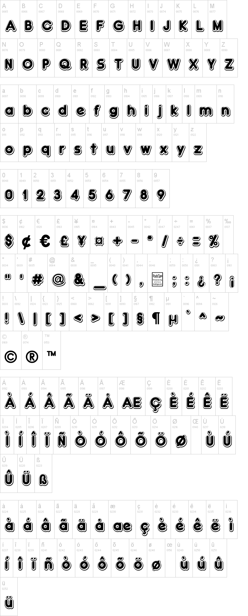 Double Bubble 字体字形表