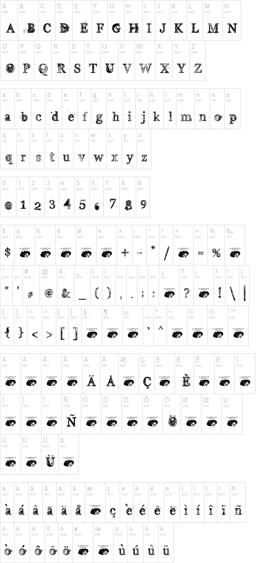 Everyday Ghost 字体字形表