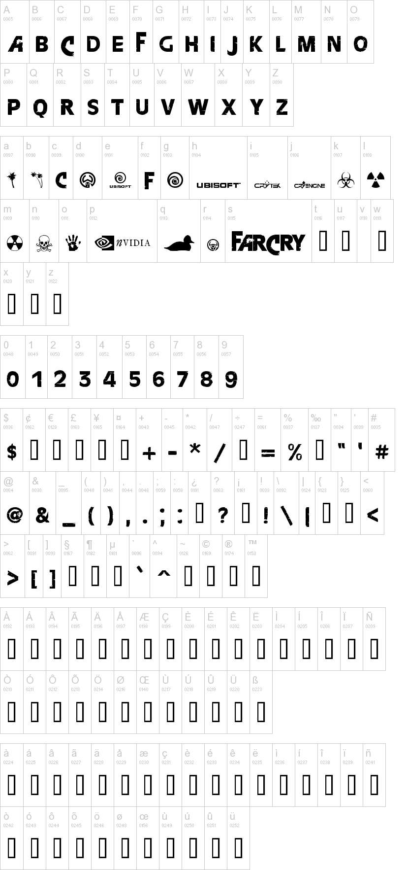 FarCry 字体字形表