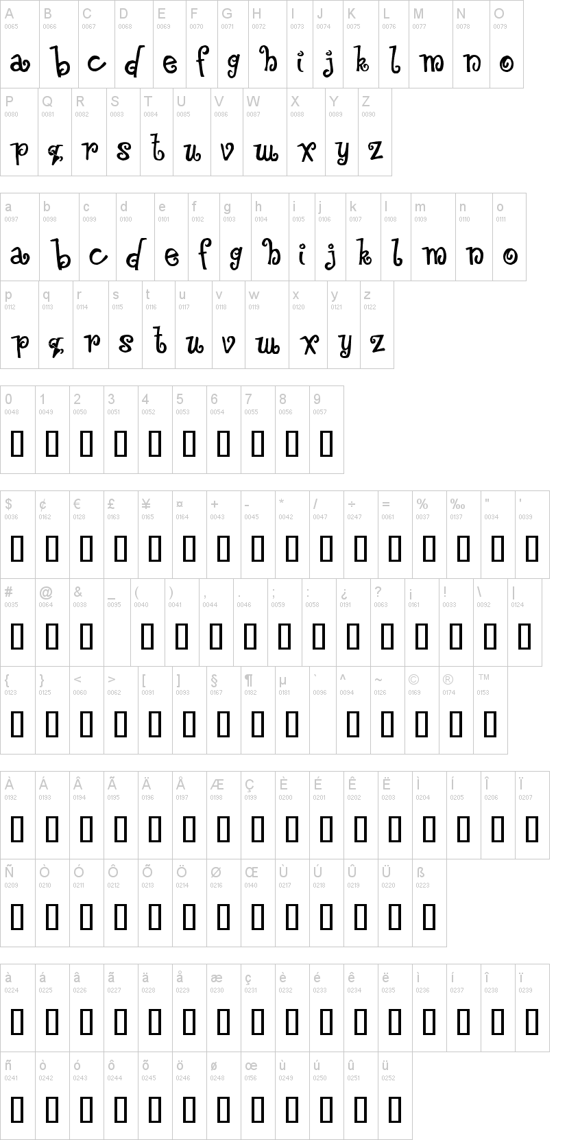 Floozy 字体字形表