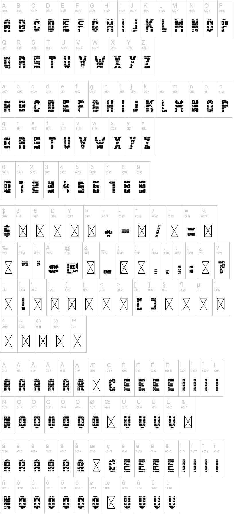 Fort 字体字形表
