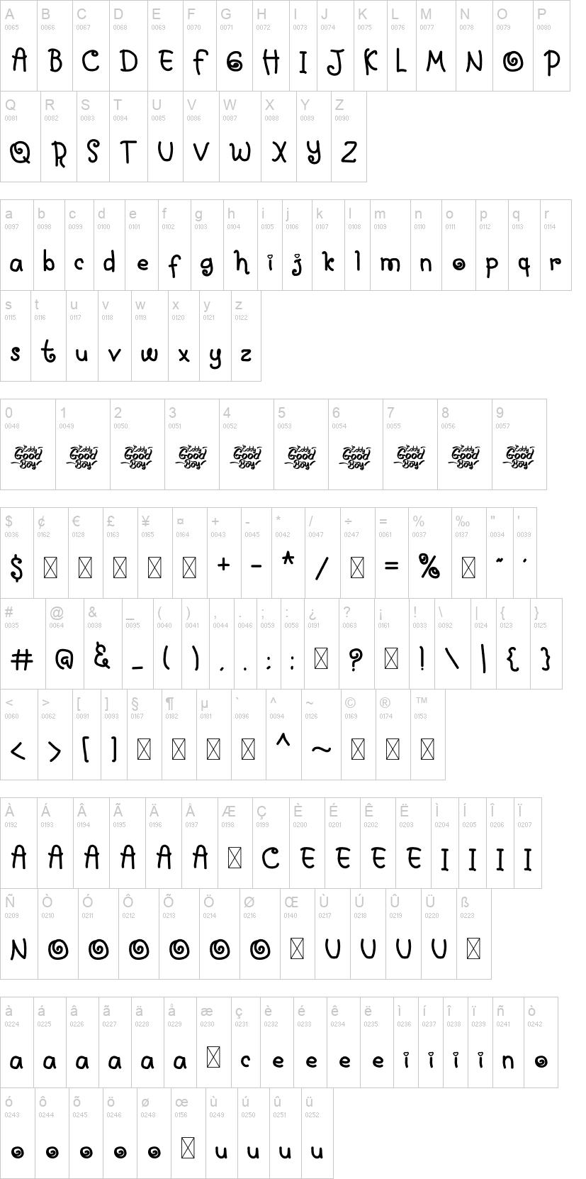 Friday School 字体字形表