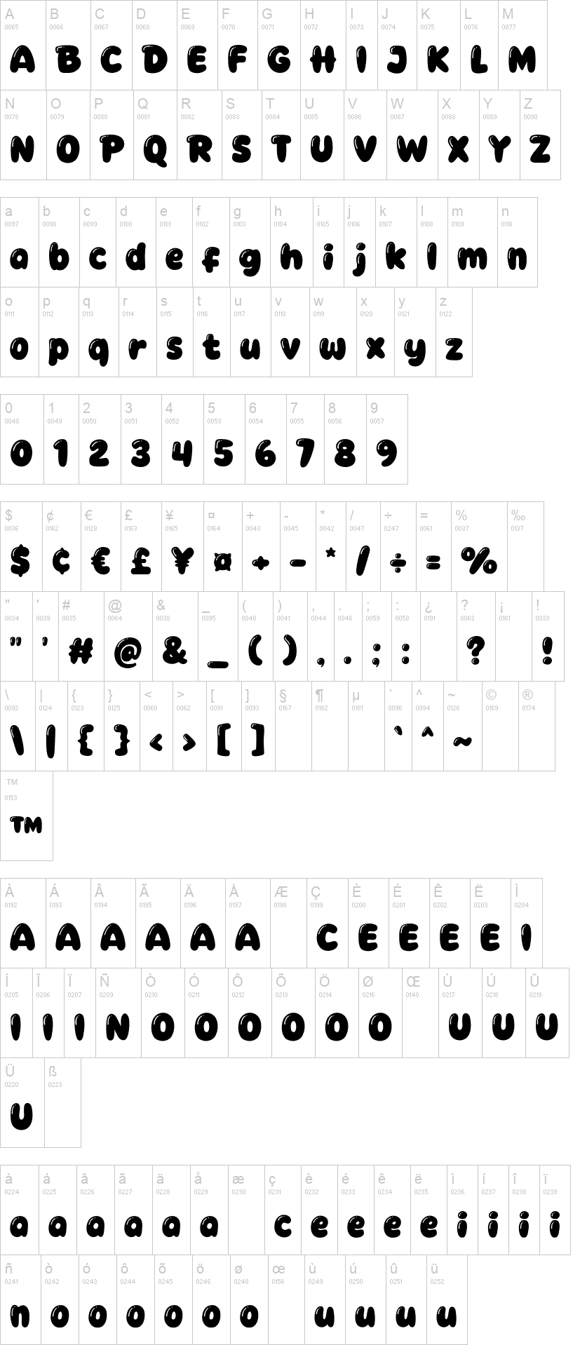 Game Bubble 字体字形表