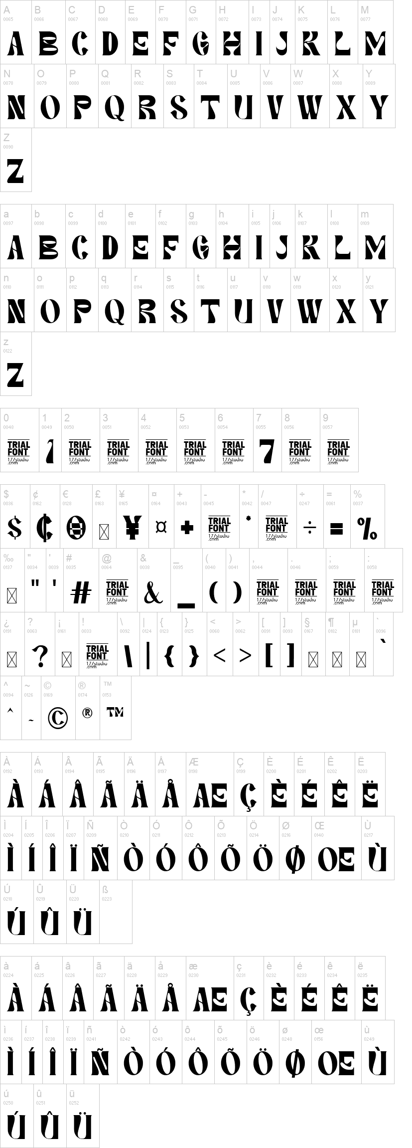 Generate Changes 字体字形表