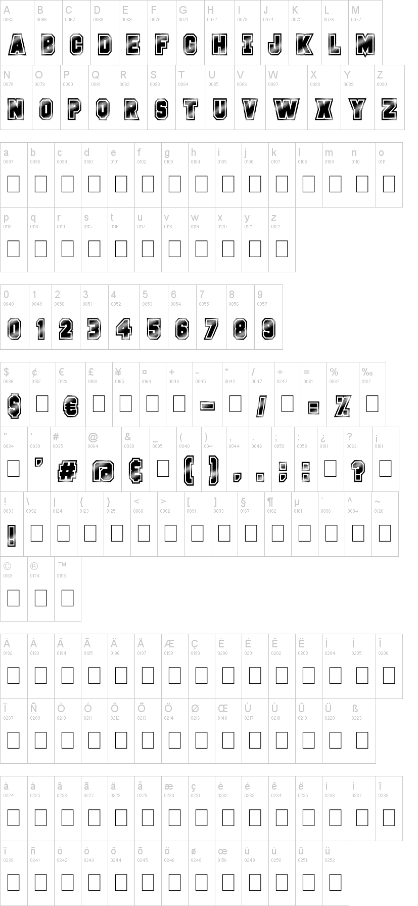 Glitter Campus 字体字形表