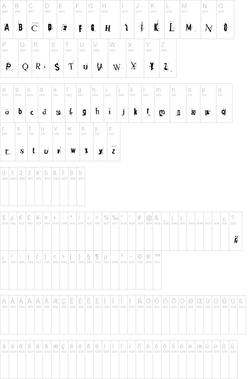 Got heroin? 字体字形表