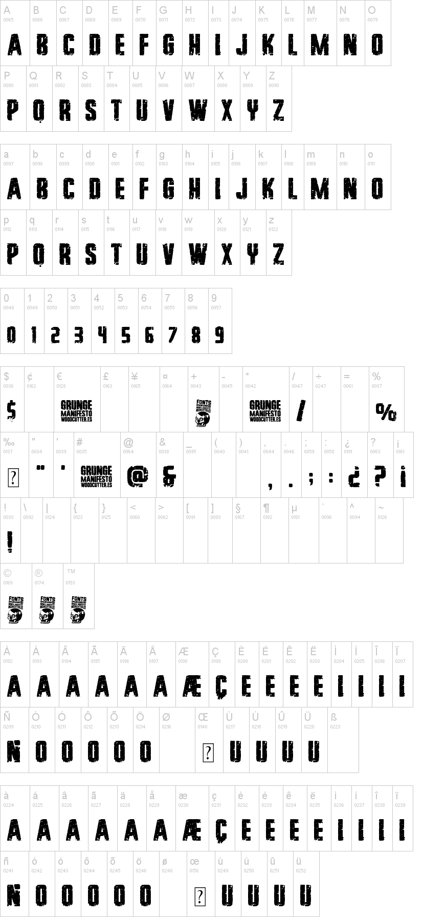 Grunge Manifesto 字体字形表