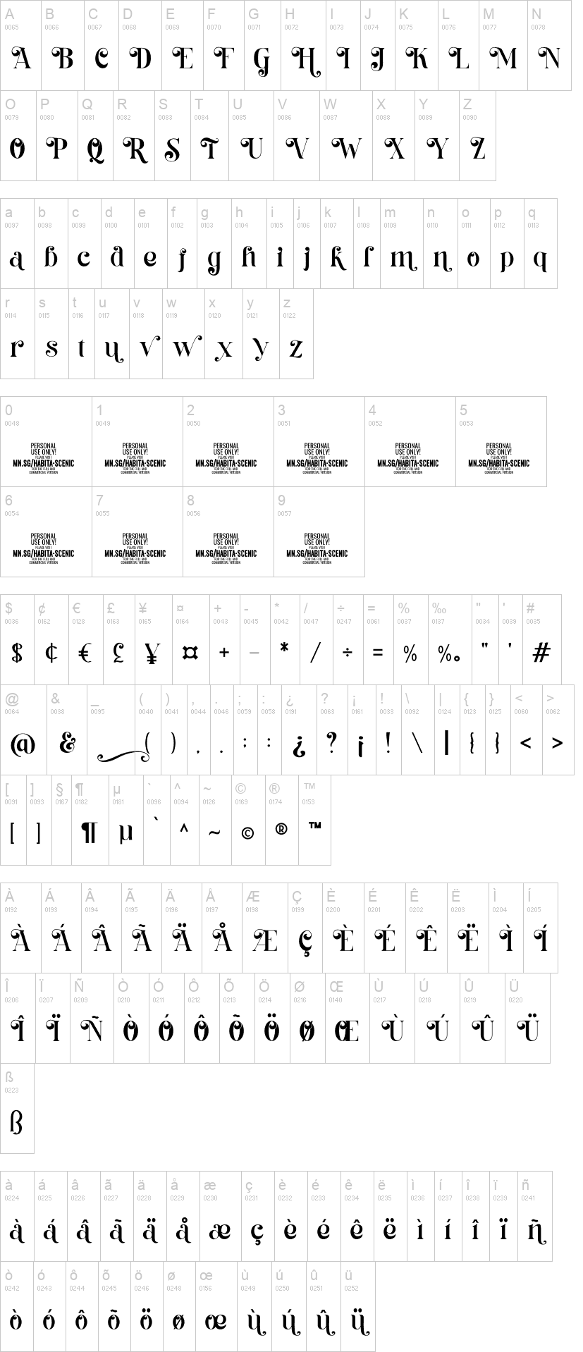 Habita Scenic 字体字形表