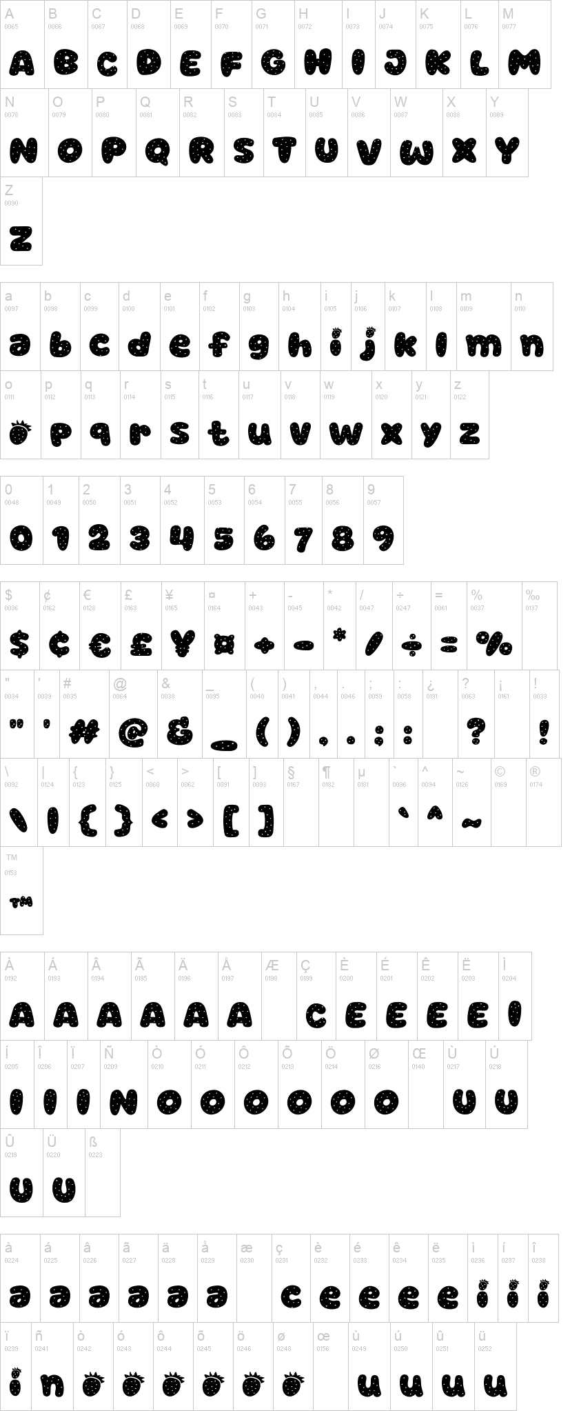 Haloberry 字体字形表