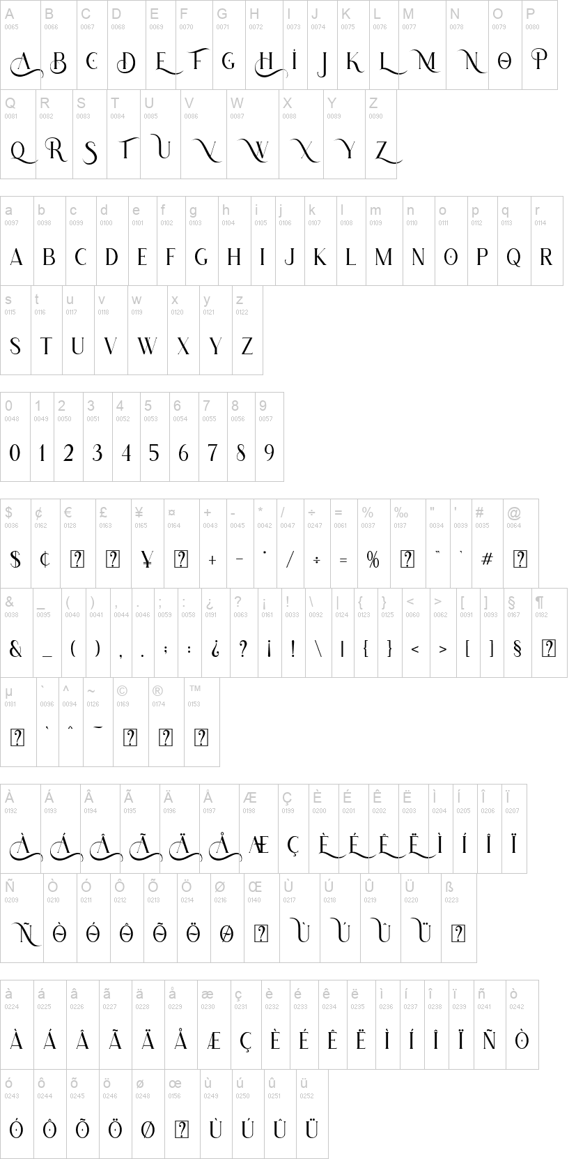Hatolie 字体字形表
