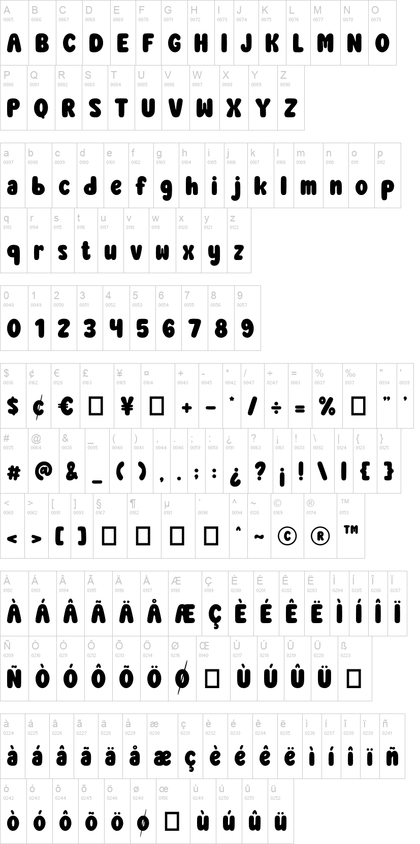 Heart Bubble 字体字形表