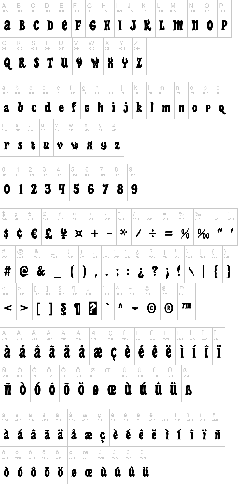 Heavy Heap 字体字形表