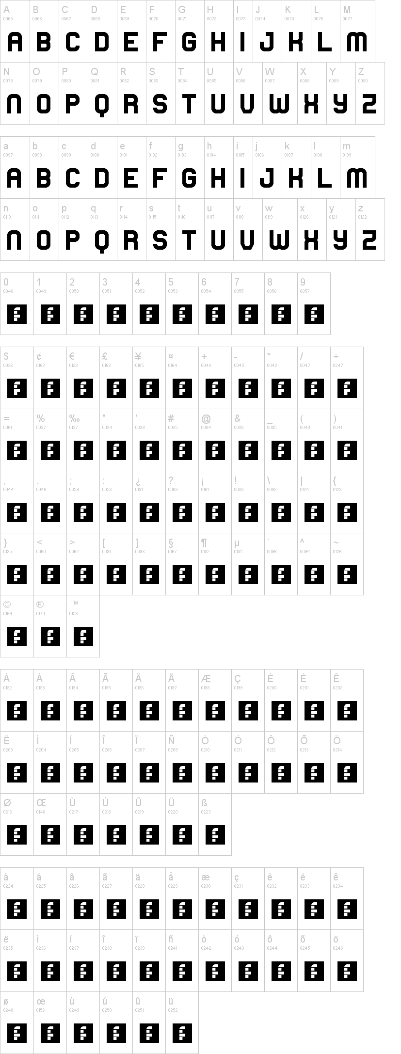 High School 字体字形表