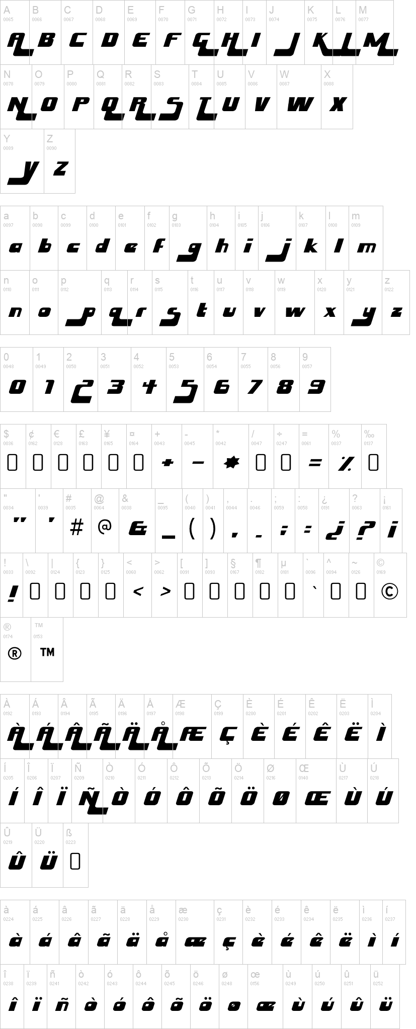 Husky Stash 字体字形表