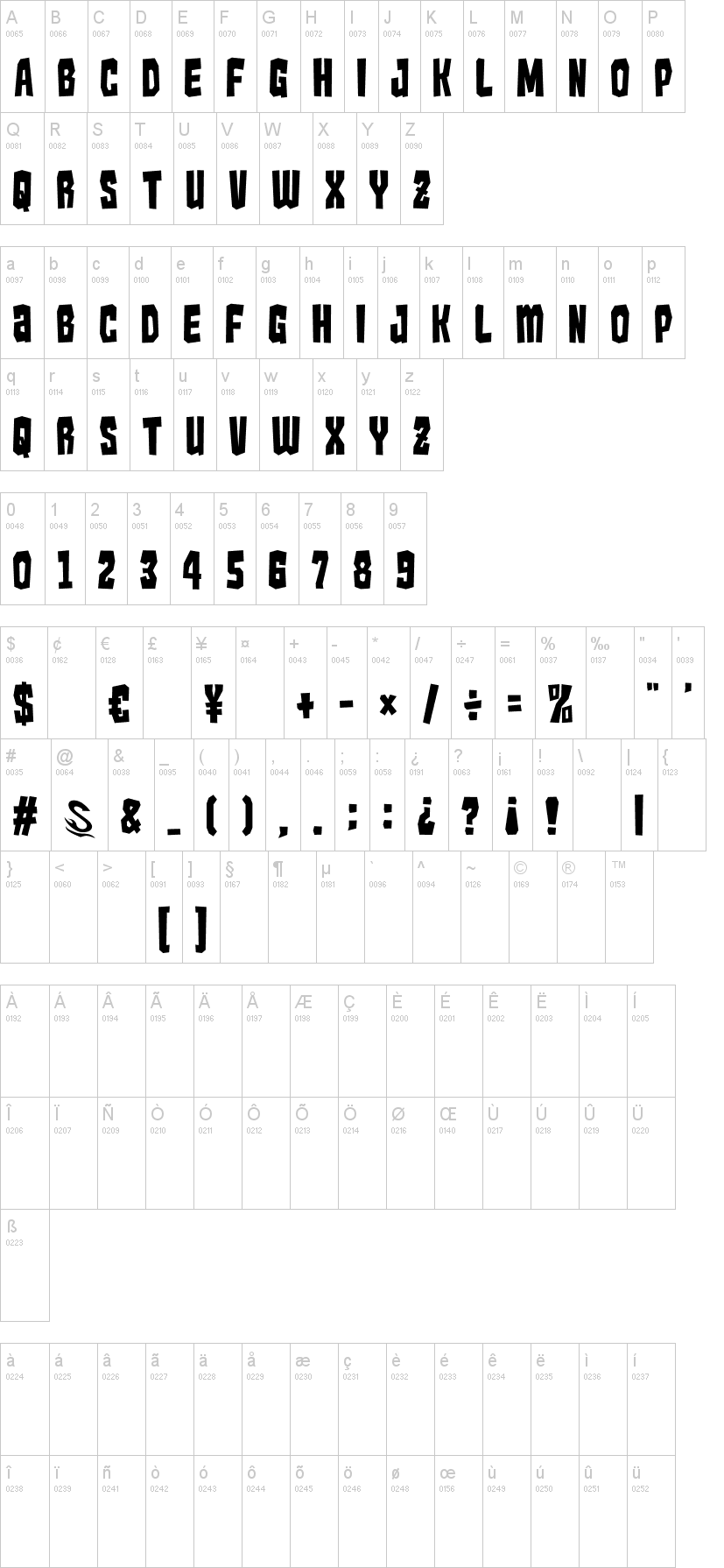 Kaiju Monster G 字体字形表
