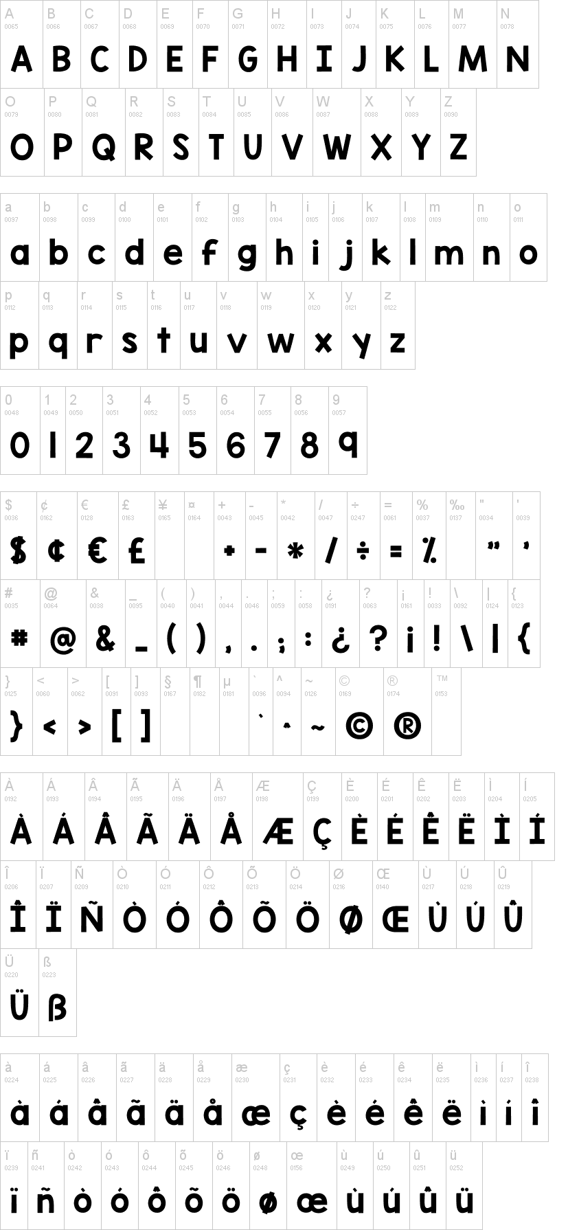 KG Blank Space 字体字形表
