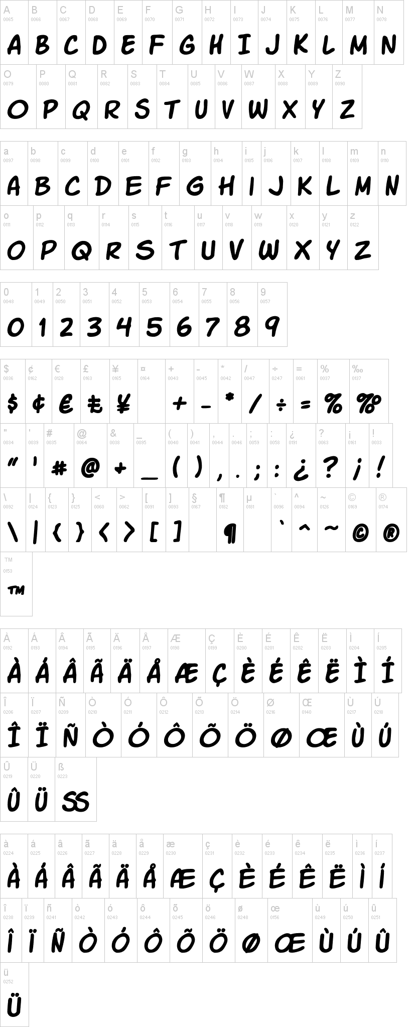Komika Slick + Slim 字体字形表