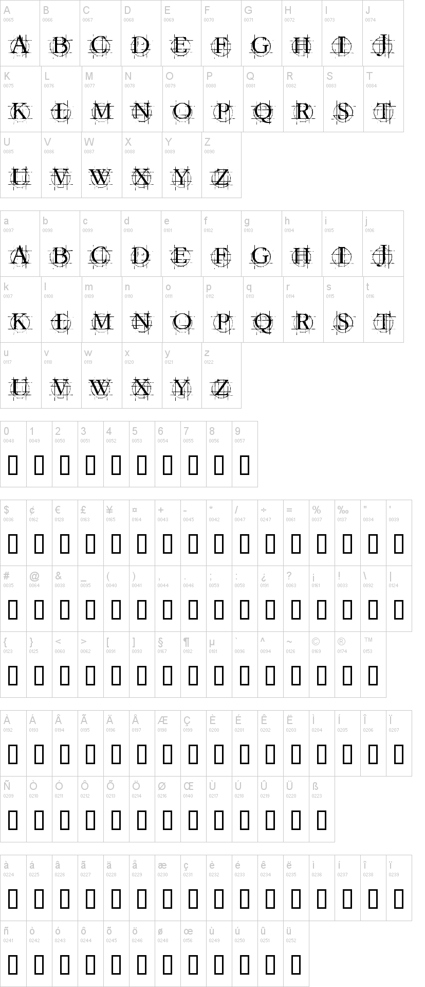 KR Graphed 字体字形表