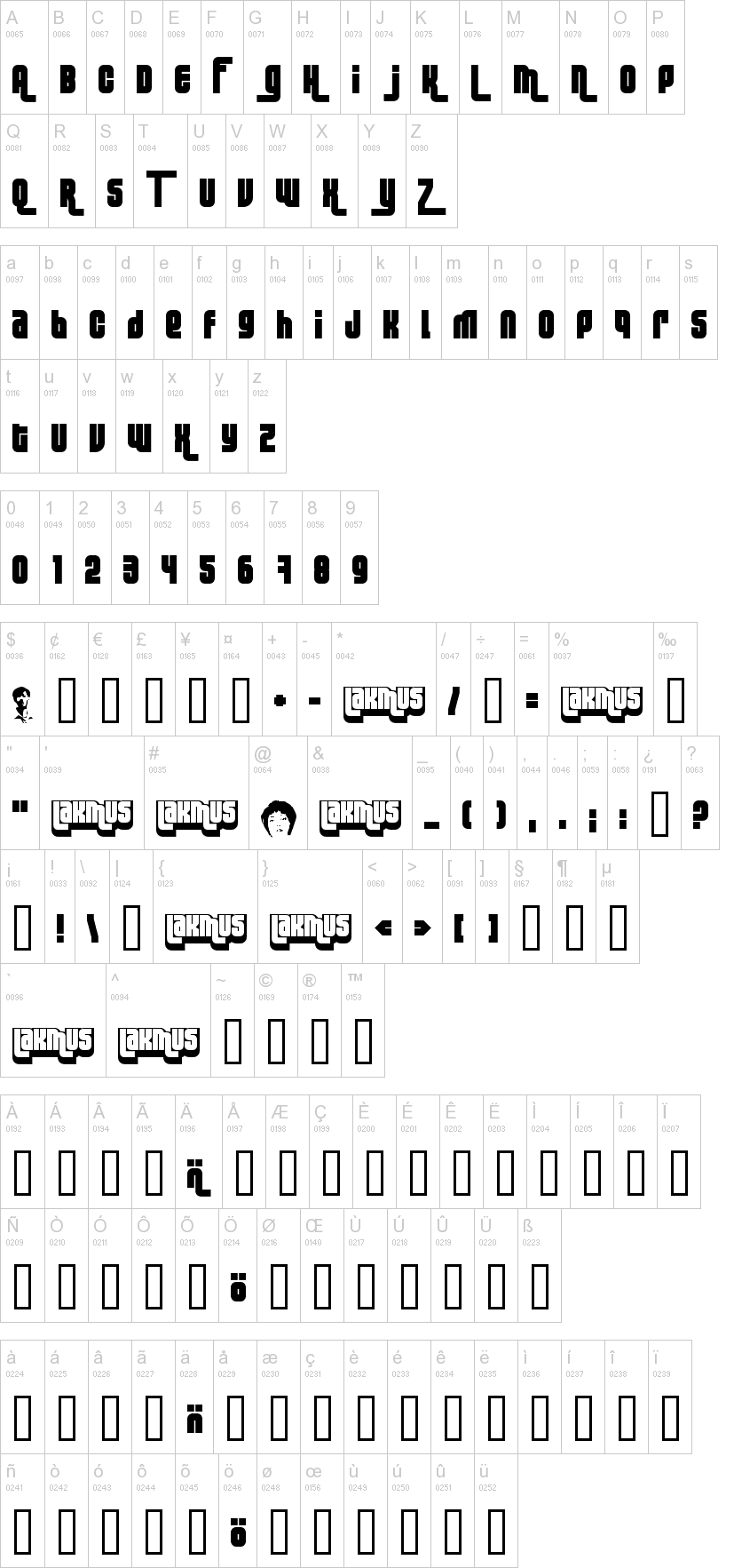 Lakmus 字体字形表